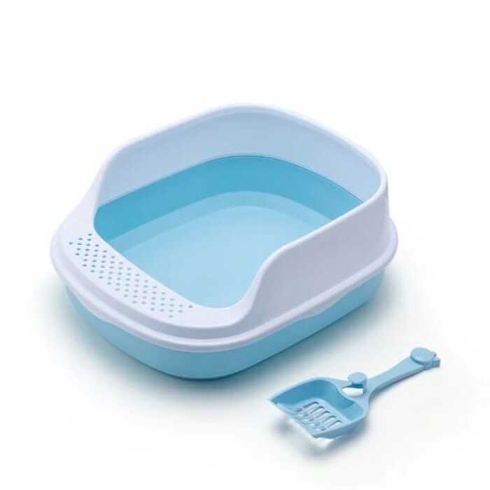 Cat Litter Box Semi-closed  Plastic Litter box with Scoop for Pet Cat