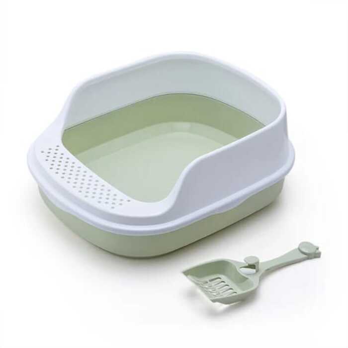 Cat Litter Box Semi-closed  Plastic Litter box with Scoop for Pet Cat