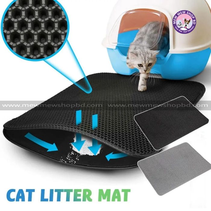 Waterproof Nonslip Double Layer Pet Litter Box Mat with Adhesive Tape