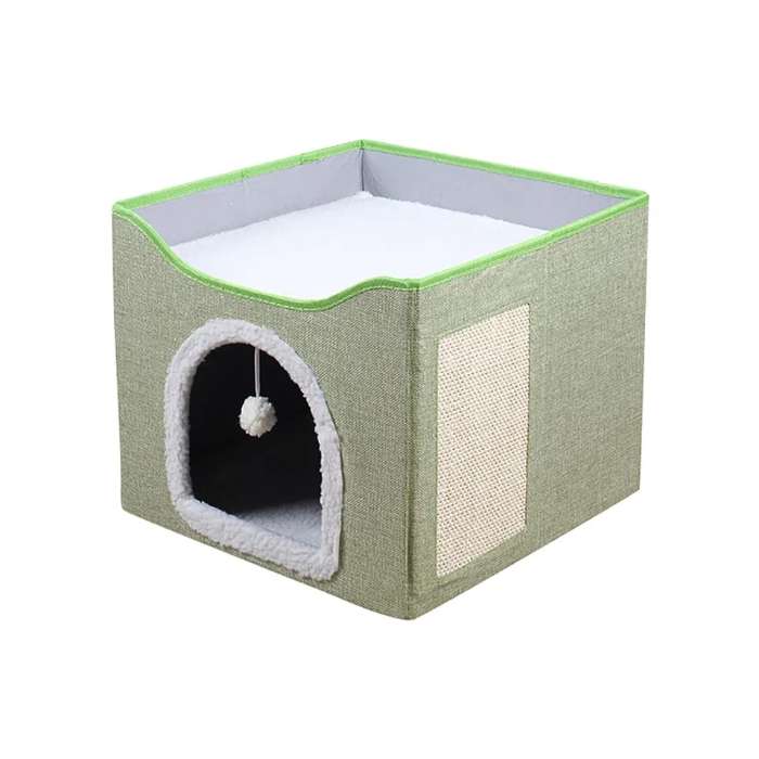 Foldable Pet Cat & Dog Stool House with Scratching Pad