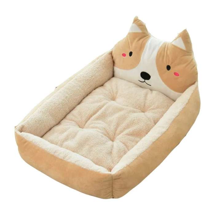 Teddy Cartoon Pet Cat Soft Bed House for Winter Warming
