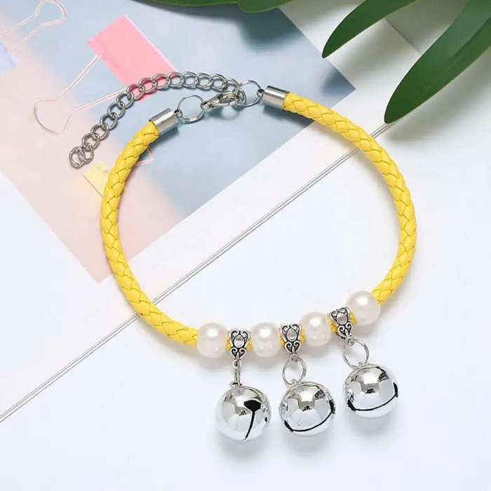 Stylish Triple Bell Adjustable Pet Collar with Removable Bell Pendant for Cats