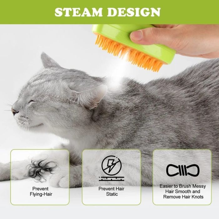 3-in-1 Electric Pet Grooming Brush Steamy Spray, Hair Removal, and Massage for Cats and Dogs