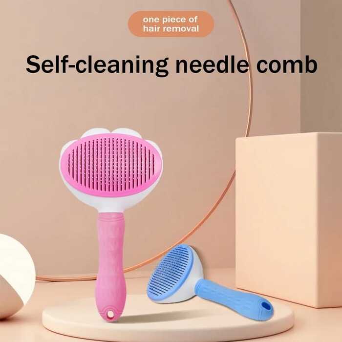 Bioline Sunflower Grooming Brush for Pet Cat & Puppy with Push Button