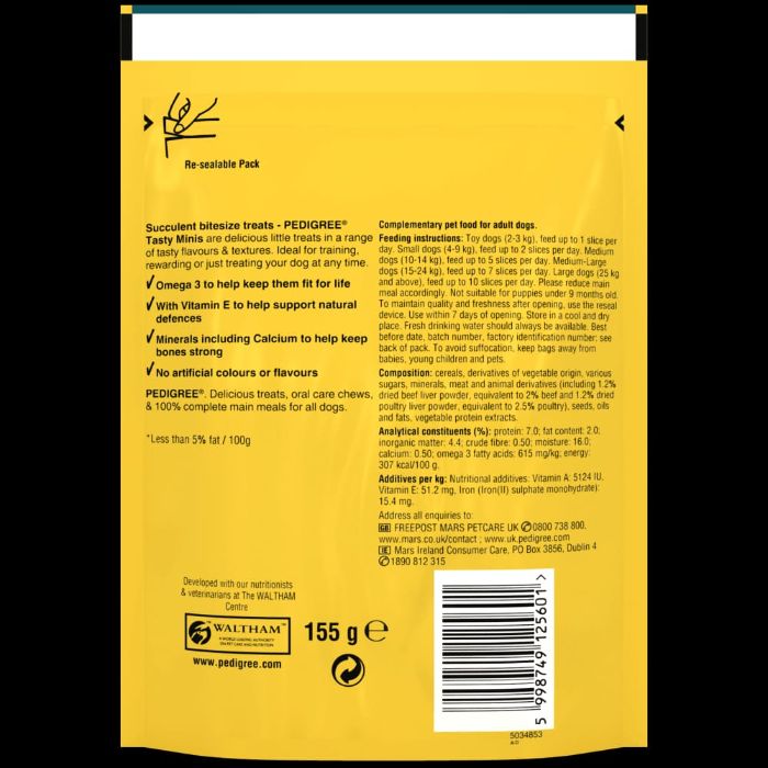 Pedigree Tasty Minis Beef & Poultry Flavours 155g