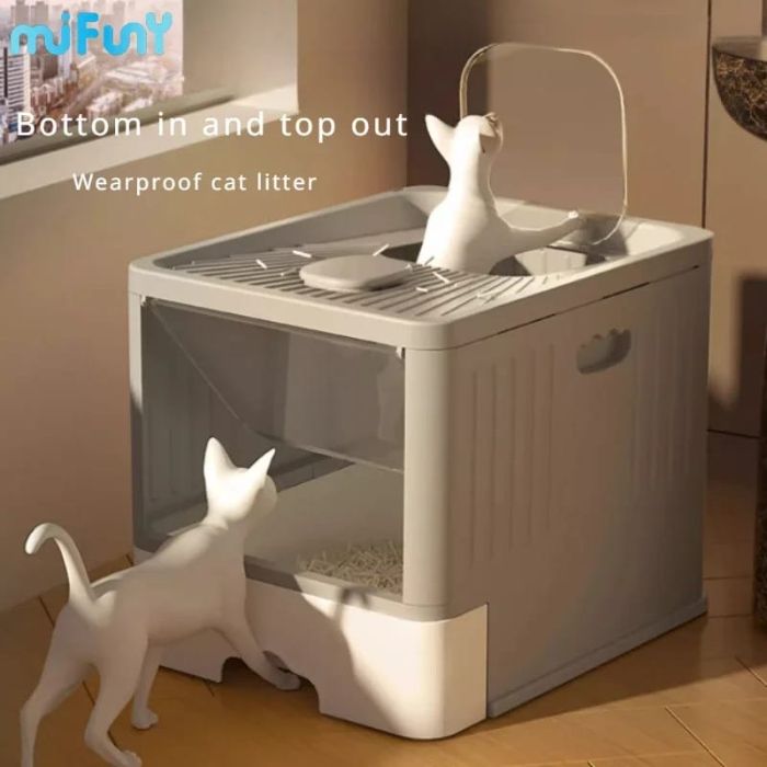 Pet Cat Toilet Litter Box with Lid Drawer System Foldable Large Including Pastic Scoop (Inside Dhaka Only)