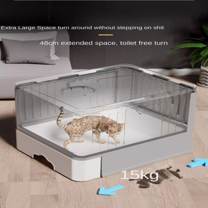 Pet Cat Toilet Litter Box with Lid Drawer System Foldable Large Including Pastic Scoop (Inside Dhaka Only)