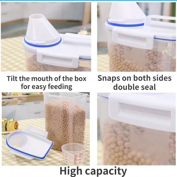 High Graded Plastic Air Tight Cat Dry Food Container Storage Box (2kg capacity)