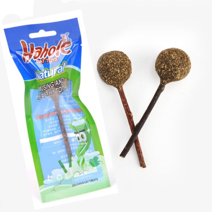 Hahale Catnip Lollipops Cat Teasing Sticks Mint Balls Teeth Cleaning Wood Sticks For Pet Cat Snacks