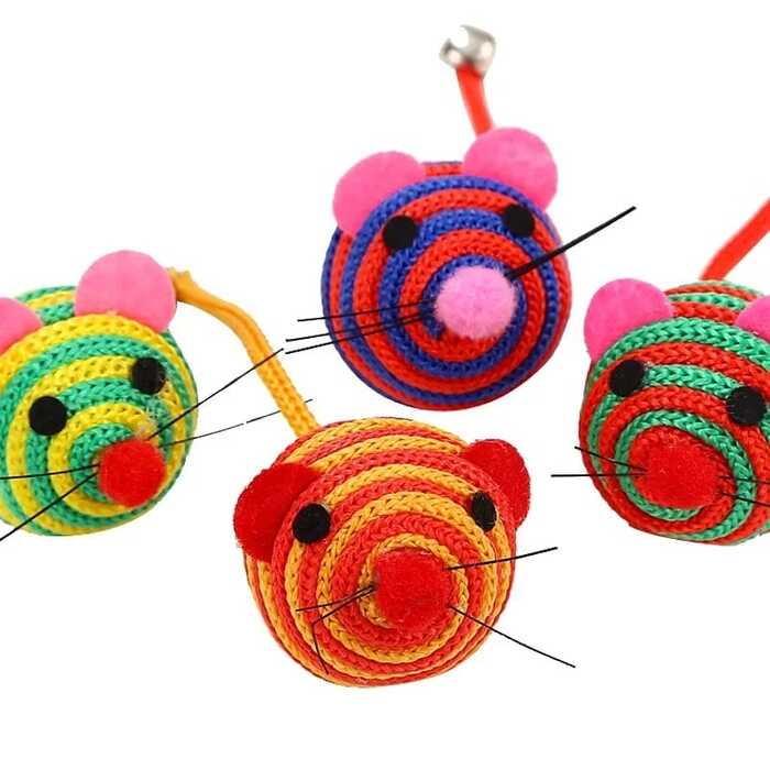 Pet Cat Durable Winding Round Mouse Toy with Bell