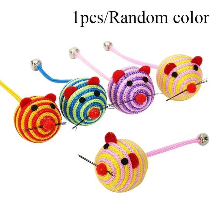 Pet Cat Durable Winding Round Mouse Toy with Bell