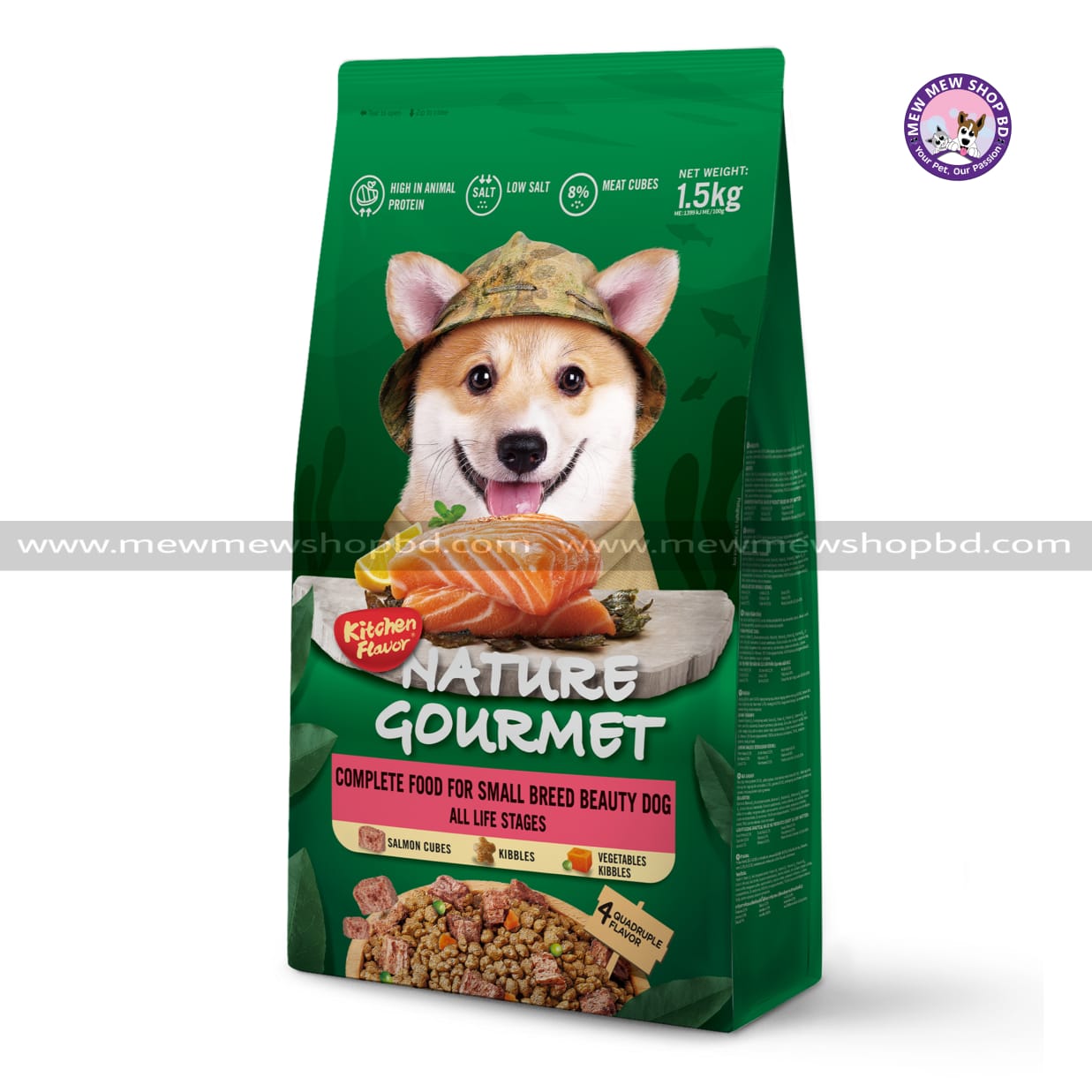 KitchenFlavor Nature Gourmet Salmon Complete Dog Food for Small Breed Beauty 1.5 kg
