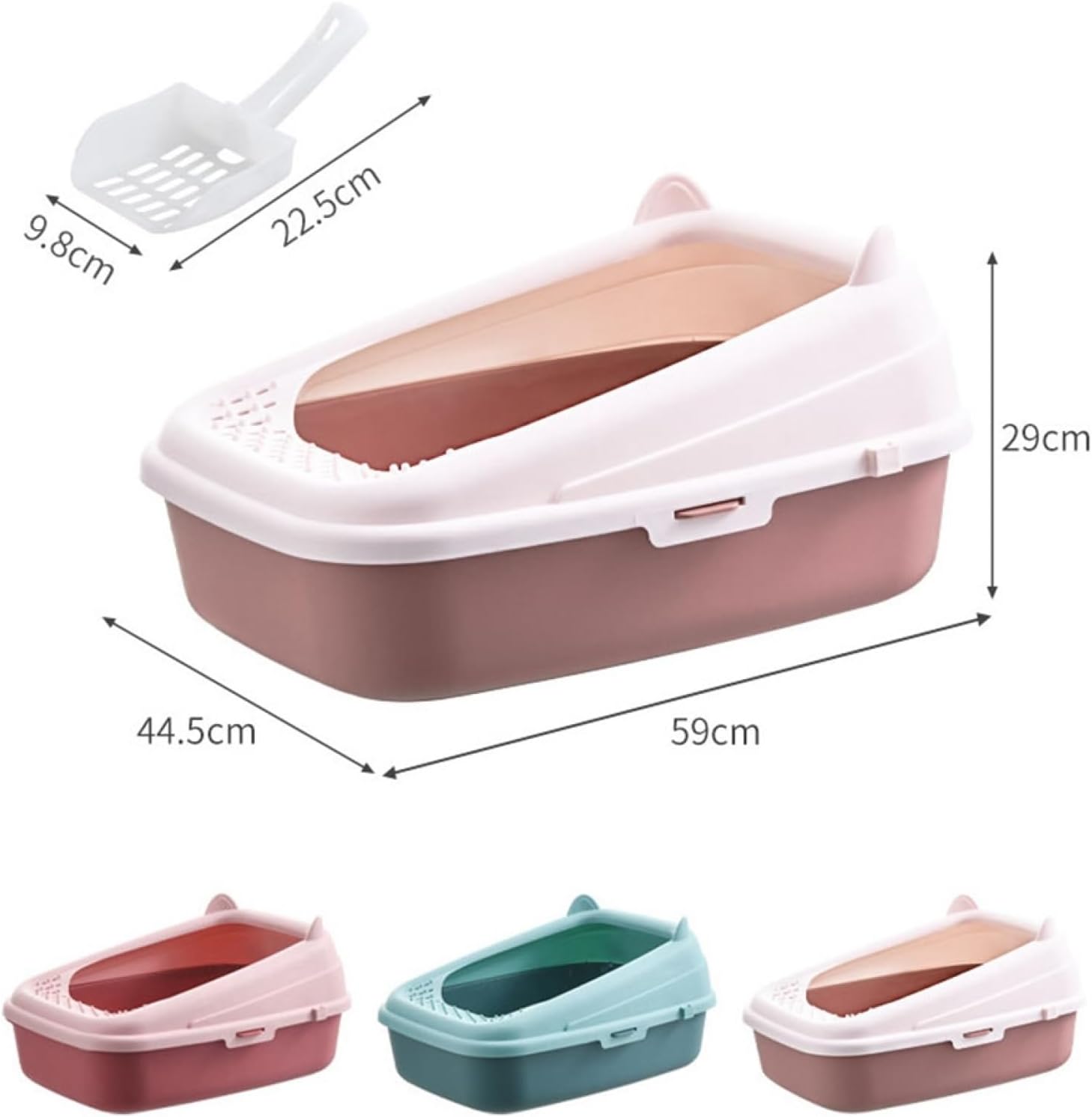 Cat Ear Semi Enclosed Premium Litter Box with Scoop