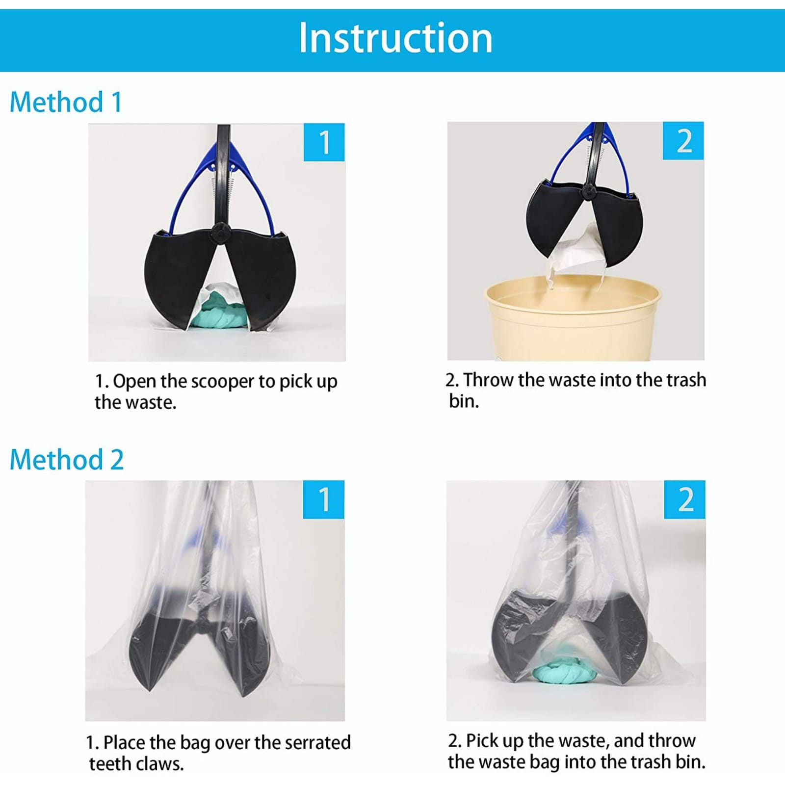 Portable Long Handle Dog Scooper/Waste Picker