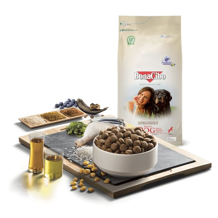 Bonacibo Adult Dog Food High Energy Energy Chicken with Anchovy & Rice 15kg