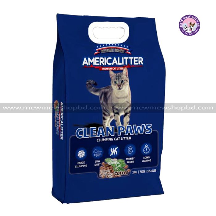 AmericaLitter Clean Paws Coffee Clumping Cat Litter 10L