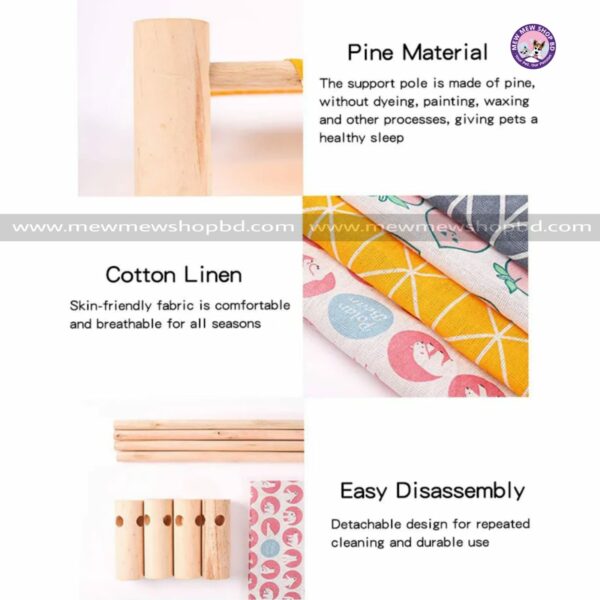 Cat Hammocks Bed Wood Canvas Durable House for Small Pet Cat