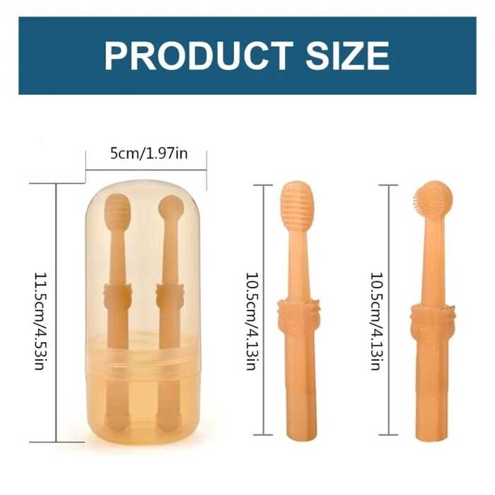 2pcs Set Multifunctional Pet Cat & Dog Silicone Flexible Toothbrush & Tongue Scraper