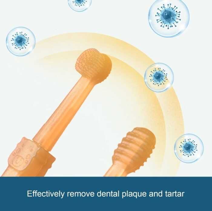 2pcs Set Multifunctional Pet Cat & Dog Silicone Flexible Toothbrush & Tongue Scraper