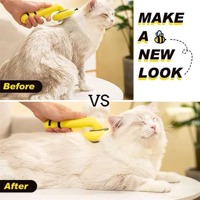 Bee Design Self Cleaning Pets Grooming Brush For Cats & Dogs