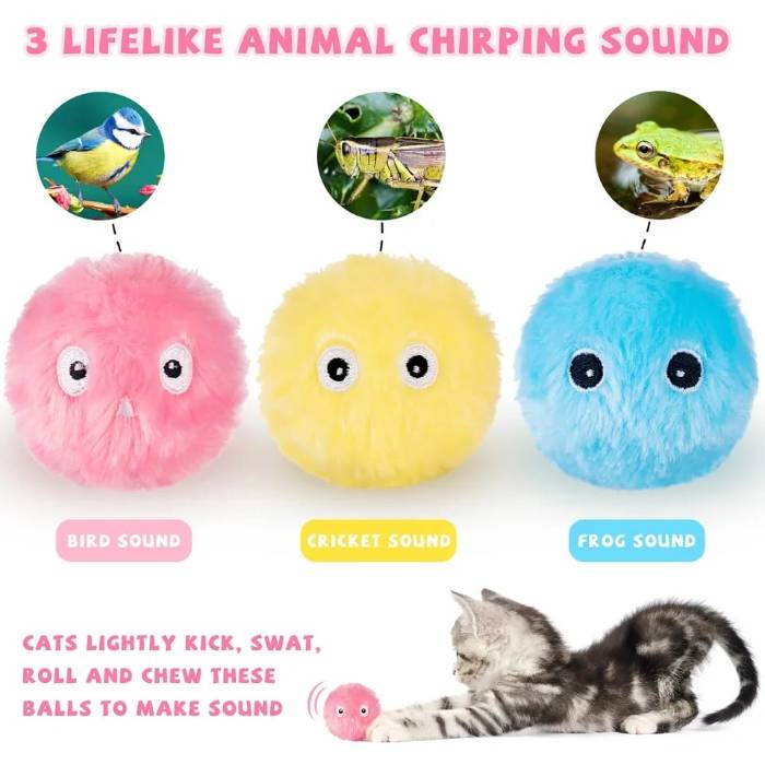 Smart Interactive Catnip Training Ball with Animal Chirping Sound