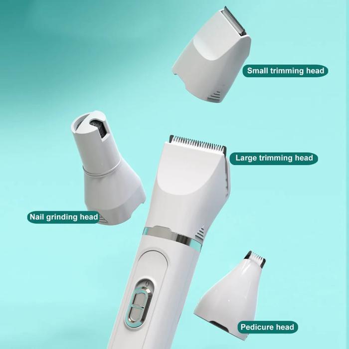 Multifunctional Pet Cat & Dog Grooming Kit with 4 Blades Low Noise Cordless Rechargeable Trimmer