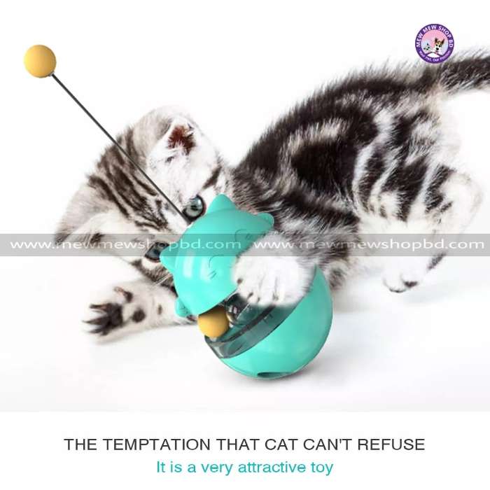Cat Food Dispenser Tumbler Toy with Rolling Balls and Slow Feeder