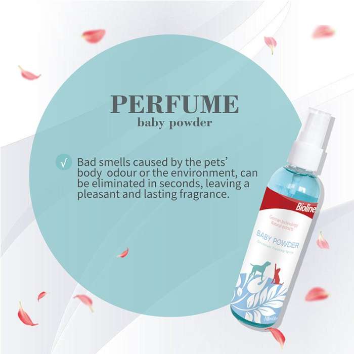 Bioline Pet Perfume || Baby Powder Flavor || Deodorant Freshing Spray Cats & Dogs Perfume — 118ml