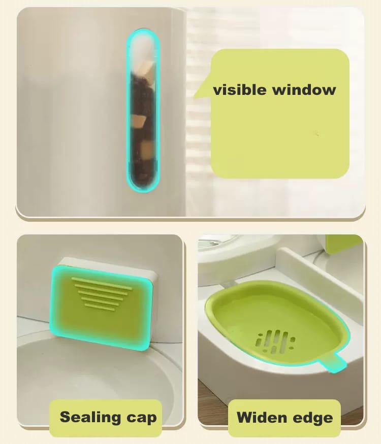 Pet Water (1L) And Food (2.2L) Dispenser Automatic Feeder 2-in-1 Wet And Dry Separation Cat & Dog Food Container With Water Bowl