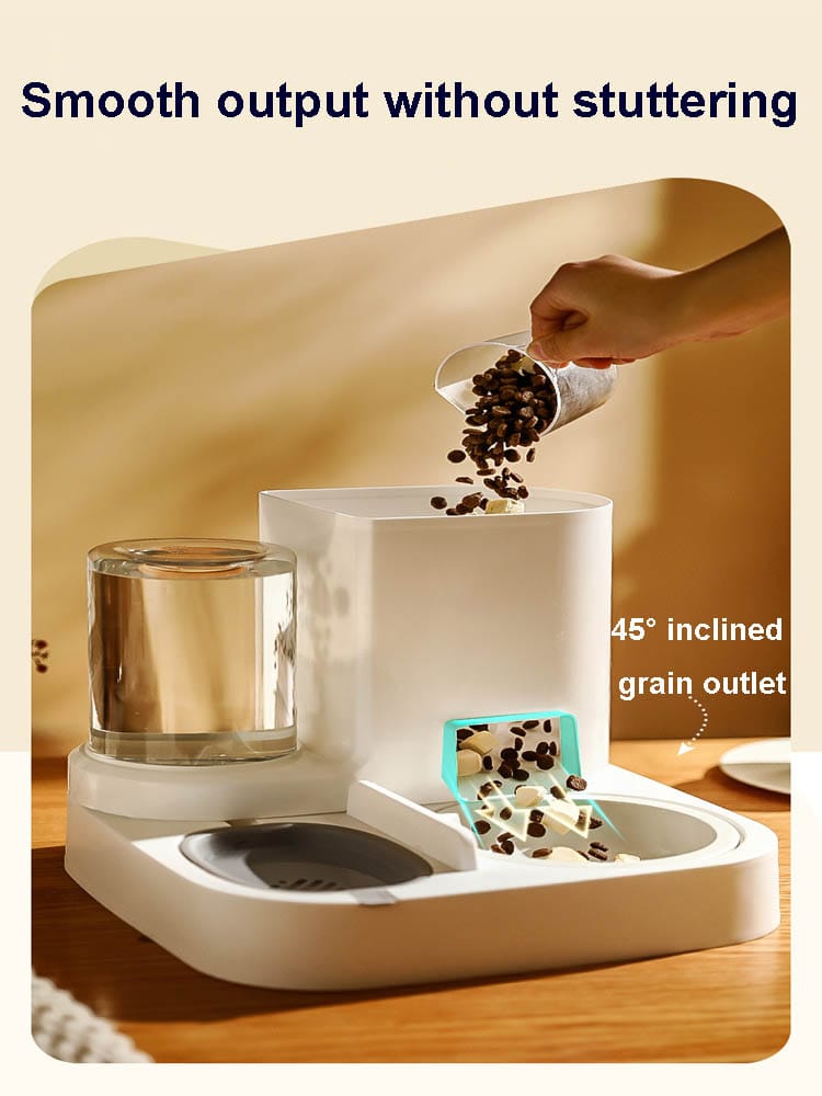 Pet Water (1L) And Food (2.2L) Dispenser Automatic Feeder 2-in-1 Wet And Dry Separation Cat & Dog Food Container With Water Bowl