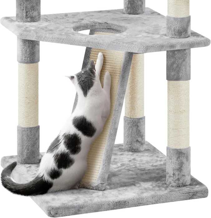3Tier Large Cat Scratching Post/ Tree with Tow House & Hammock including Scratcher Pad for Pet Cat