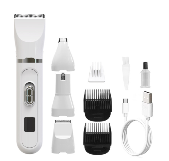 Multifunctional Pet Cat & Dog Grooming Kit with 4 Blades Low Noise Cordless Rechargeable Trimmer