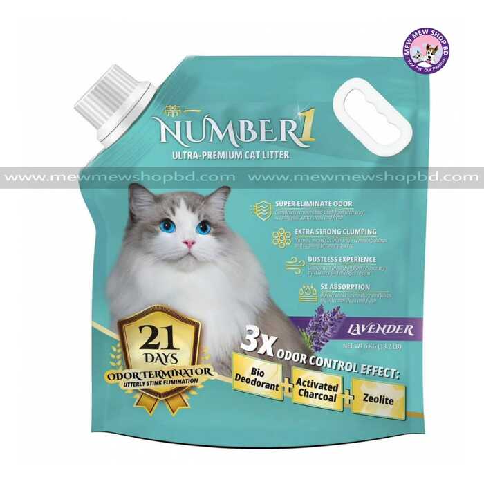 Number 1 Ultra-Premium 21 DAYS ODOR TERMINATOR Cat Litter with Lavender Scent 6kg