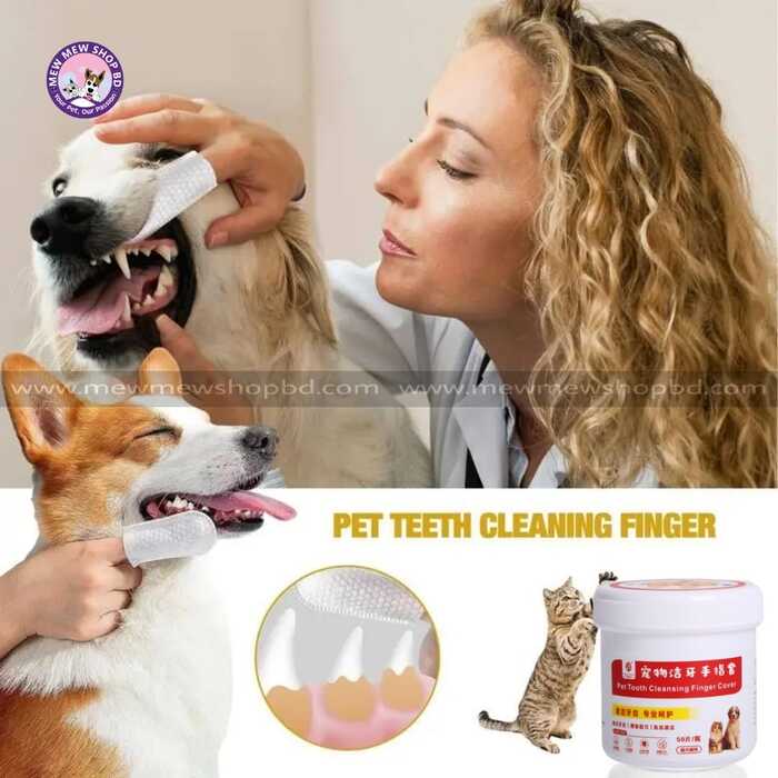 50pcs Box Finger Tooth Cleaning Wipes for Cats, Puppies & Dogs