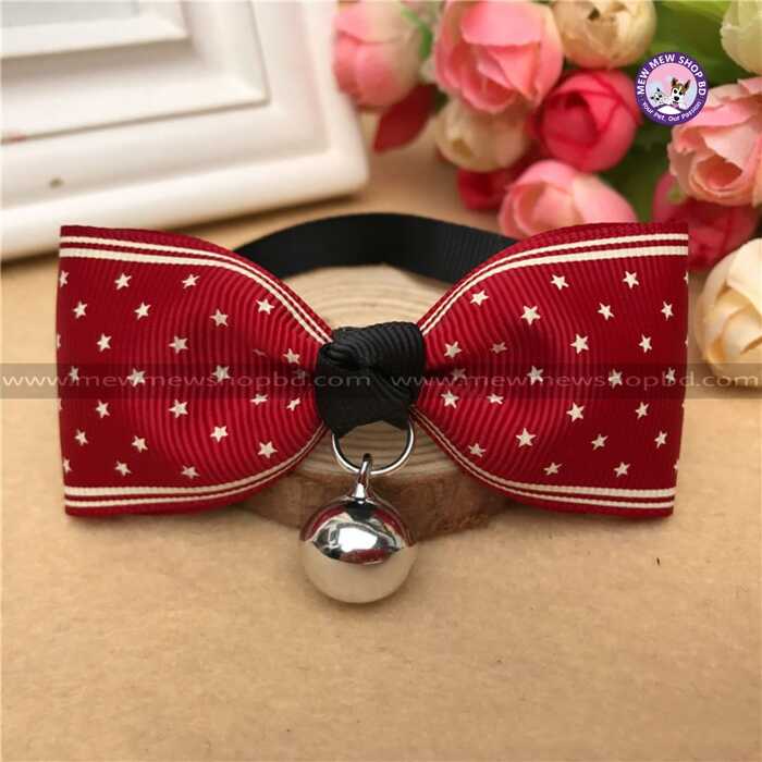 Premium Pet Cat Bow Tie || Wine Red Star