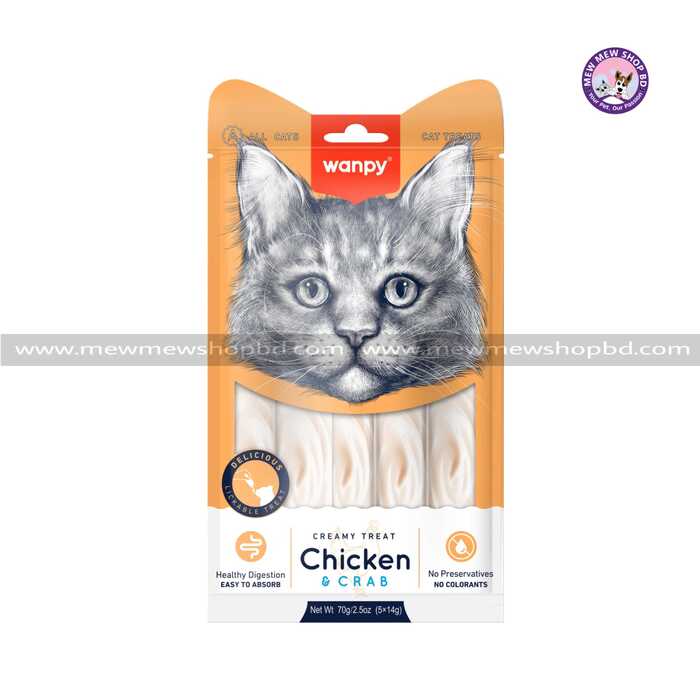 Wanpy Creamy Chicken & Crab Treat for Cats 70g (5pcs × 14g)