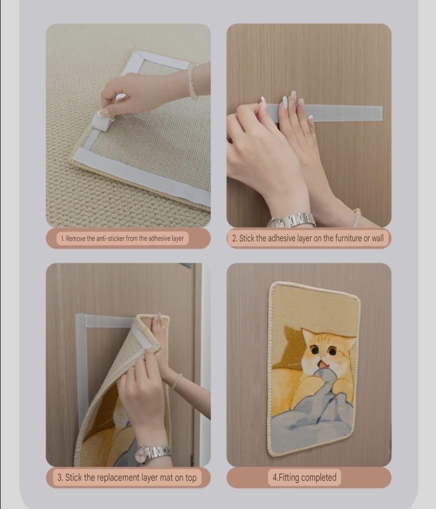 Premium Decorative painted cat scratcher board to protect furniture with Adhesive Tape