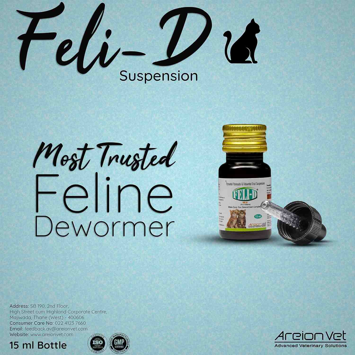 Areion Vet Feli-D (Feli D) Deworming Syrup for Kitten 15ml