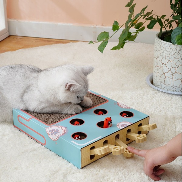 Whack A Mole Game Cat Toy Pet Stuffed Toys For Cats Accessories Spring Stick Interactive Toy With Cantip Cat Scratcher