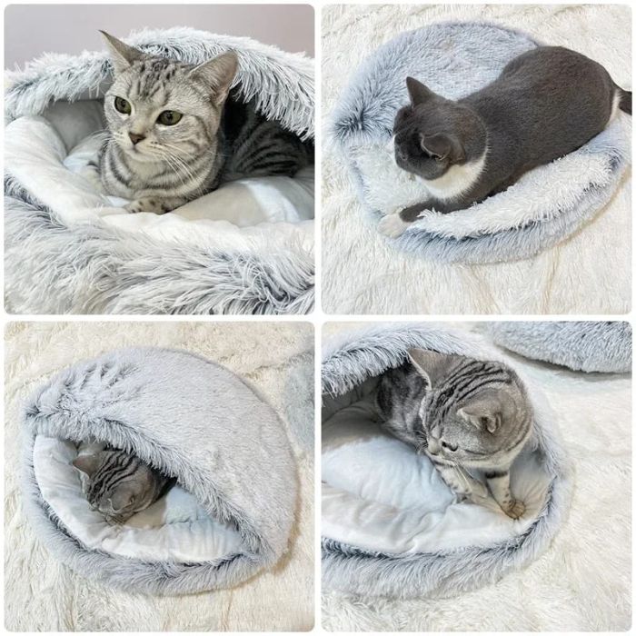 2 in1 Soft Plush Pet Bed House with Cover for Small Dogs & Cats