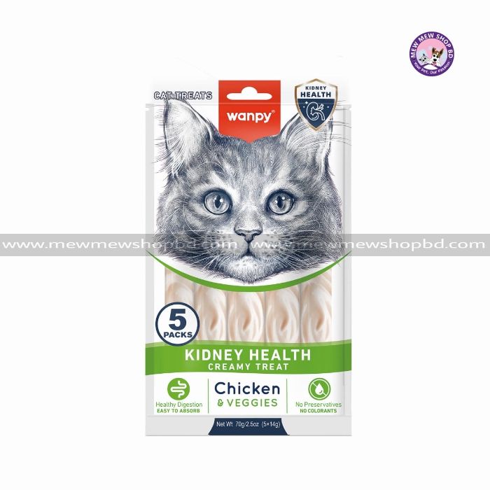 Wanpy Medicated Creamy Cat Treat Kidney Health Chicken & Veggies 70gm