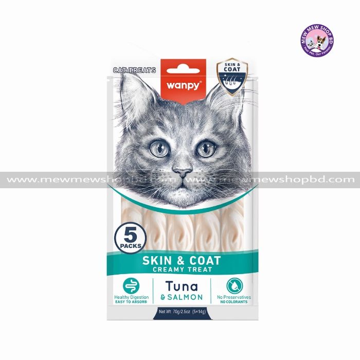 Wanpy Medicated Creamy Cat Treat Skin & Coat Tuna & Salmon 70gm