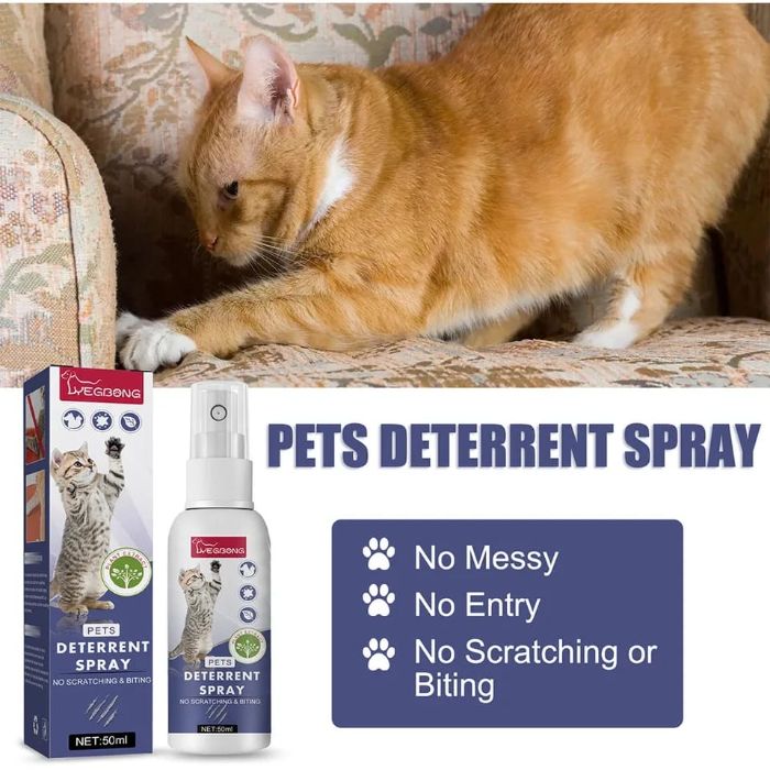 YEGBONG Cat Scratch Deterrent Spray Orange Scent, Natural Furniture Protector 50ml
