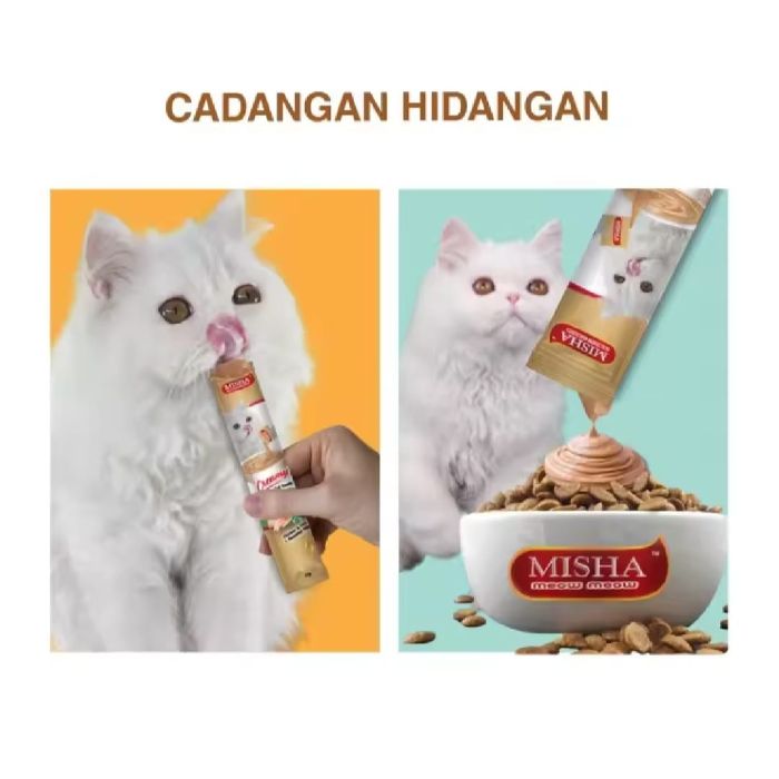 MISHA Creamy Cat Treats Chicken & Fish, Essentials Oil (15g x 6 sticks)