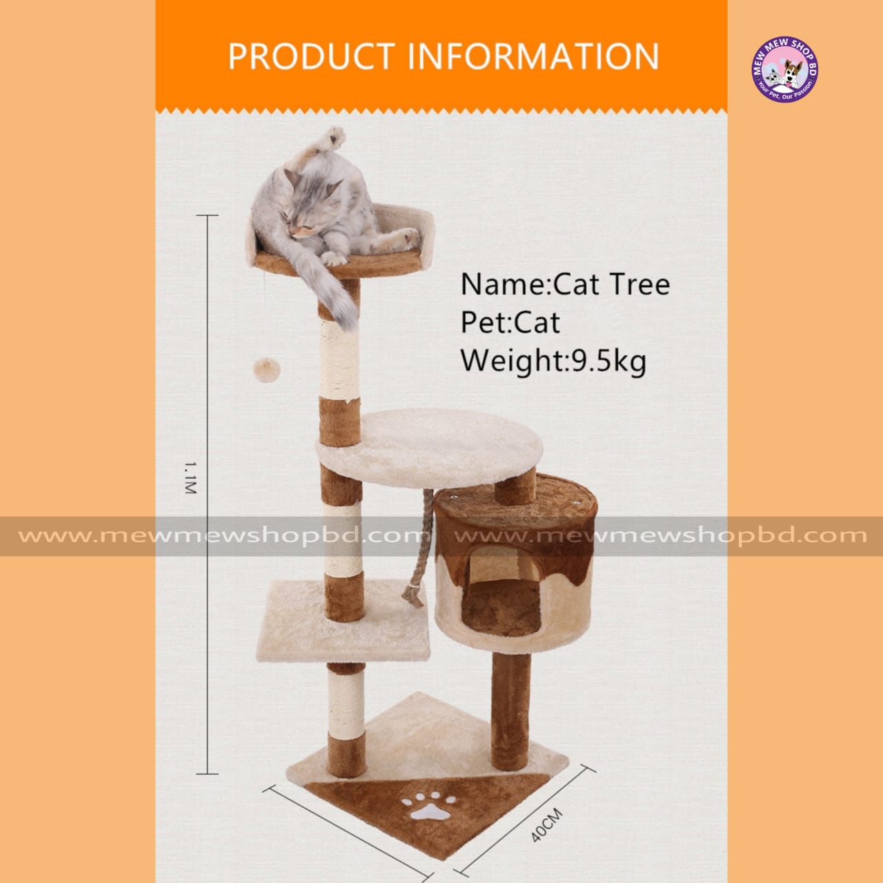 Cat Scratcher Toy Tree House Toy 4 Levels Trew Deluxe for Pet Cat
