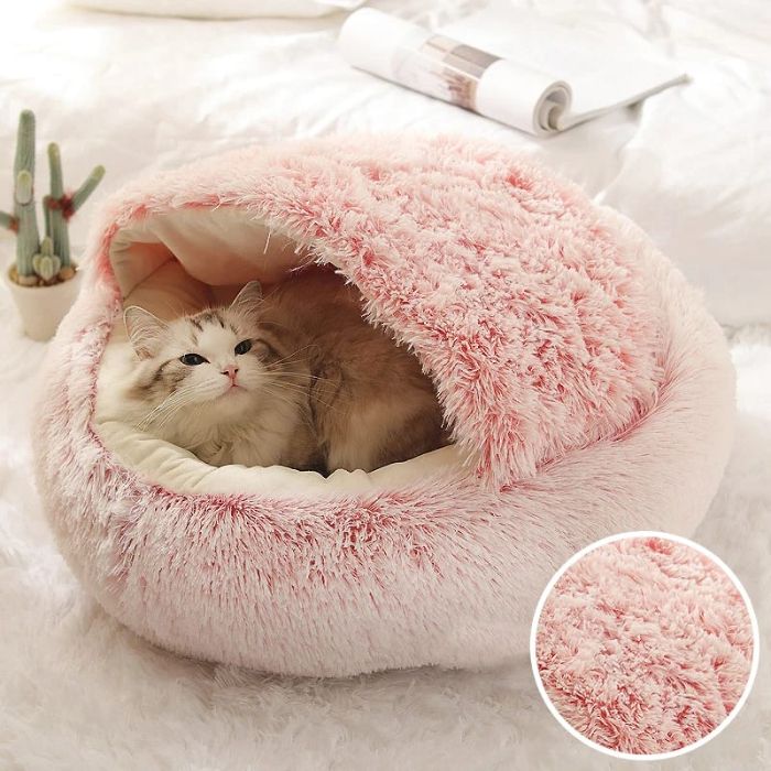 2 in1 Soft Plush Pet Bed House with Cover for Small Dogs & Cats