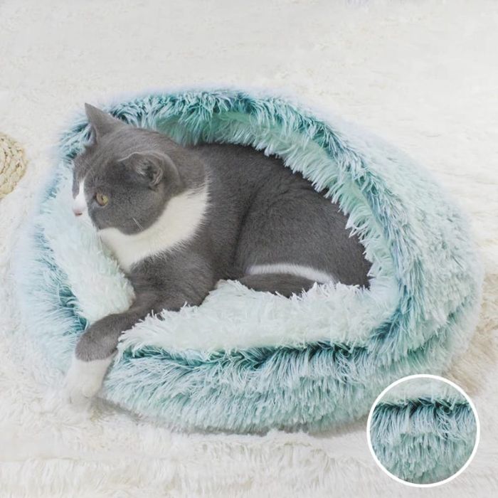 2 in1 Soft Plush Pet Bed House with Cover for Small Dogs & Cats