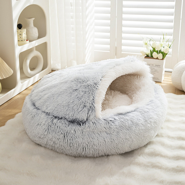 2 in1 Soft Plush Pet Bed House with Cover for Small Dogs & Cats