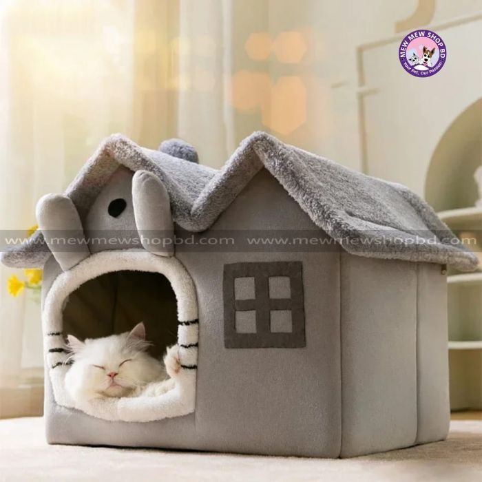 Foldable Double Roof Cat House Winter Comfort, Detachable & Washable  for Small Dogs & Cats