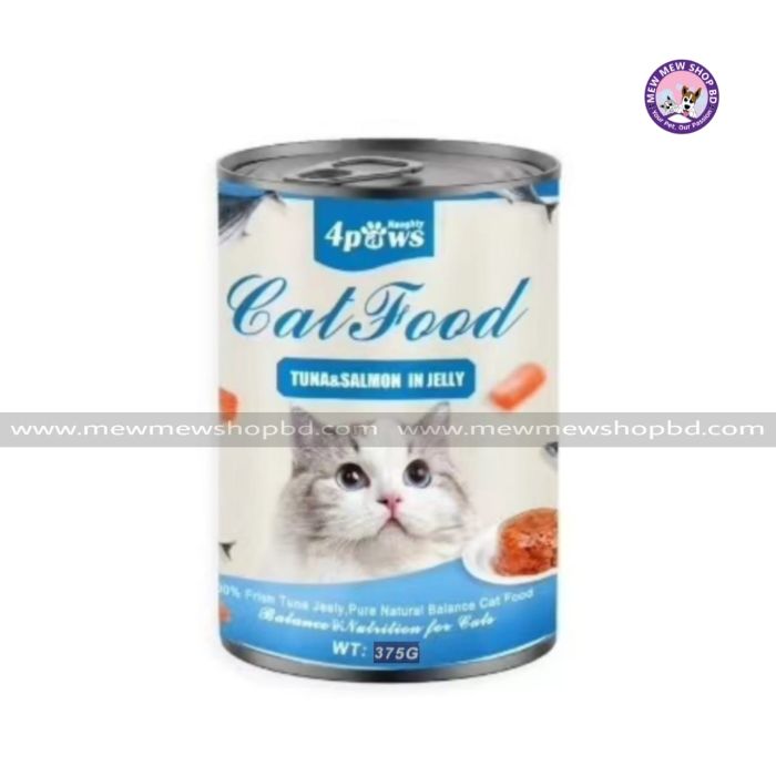 Naughty 4Paws Cat Can Food Tuna and Salmon in Jelly 375g